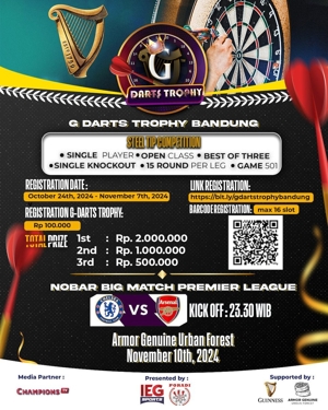 G Darts Trophy akan digelar di Bandung pada 10 November 2024 (c) G Darts Trophy