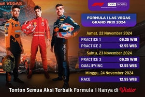 Jadwal dan Link Siaran Langsung Formula 1 Grand Prix Las Vegas 2024 di Vidio, 22-24 November 2024