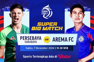 Siaran Langsung Big Match BRI Liga 1: Persebaya vs Arema FC di Vidio